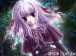  dress forest gore_screaming_show nature purple_hair red_eyes ribbon solo ueda_metawo yuka_(gore_screaming_show) 
