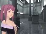  3d bare_shoulders museum original pillar purple_eyes purple_hair short_hair solo statue twintails yoshino_momiji 