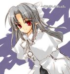  artist_request half_updo long_hair melty_blood pointy_ears red_eyes silver_hair smile solo tsukihime white_len 