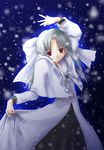  artist_request dress half_updo melty_blood red_eyes silver_hair snow solo tsukihime white_len 