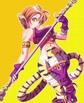  animal_ears boots breath_of_fire breath_of_fire_ii fingerless_gloves gloves knee_boots orange_hair rinpoo_chuan short_hair solo staff tail tsukumo yellow_eyes 