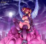  breasts chain copyright_request elbow_gloves gloves horns large_breasts navel pink_hair solo thighhighs togusa_masamu wings 