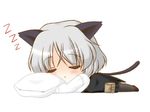  animal_ears black_legwear chibi closed_eyes isa_(ni-iro) lowres pantyhose pillow sanya_v_litvyak sleeping solo strike_witches tail world_witches_series 