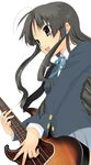  akiyama_mio bangs bass_guitar black_eyes black_hair blunt_bangs colorized do-chi highres hime_cut instrument k-on! long_hair school_uniform solo 