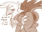  avian blush dovne english_text female feral friendship_is_magic gilda_(mlp) gryphon my_little_pony presenting pussy solo text unknown_artist wings 