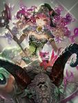  adapted_costume animal animal_ears bell blush breasts collar dahl-lange dragon_tamer_lulu dress elbow_gloves fairy gloves hat highres horns league_of_legends long_hair lulu_(league_of_legends) medium_breasts navel pix purple_hair riding staff watermark witch_hat 
