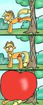  apple applejack_(mlp) blonde_hair comic cowboy_hat cutie_mark death equine erockertorres female feral friendship_is_magic fruit fur green_eyes hair hat horse mammal my_little_pony orange_fur outside pony sky solo tree 