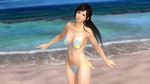  1girl 3d beach bikini black_eyes black_hair breasts dead_or_alive dead_or_alive_5 kokoro kokoro_(doa) long_hair ocean solo swimsuit tecmo 