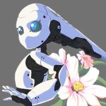  bad_id bad_pixiv_id blue_eyes drossel_von_flugel fireball_(series) flower oroshiso robot simple_background solo upper_body 