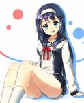  blue_eyes blue_hair futaba_aoi_(vividred_operation) long_hair national_shin_ooshima_school_uniform sakura_ani school_uniform short_shorts shorts solo vividred_operation 