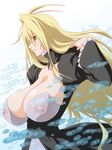  1girl areolae blonde_hair breasts female huge_breasts long_hair mnjs nipples see-through sekirei tsukiumi 