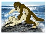  anthro ass_up blue_eyes breasts brown_fur doggystyle duo female from_behind fur green_eyes male mammal mustelid nude otter outside penetration pulling_tail river_otter rock sea sea_otter sex straight tongue tongue_out unknown_artist water white_fur 