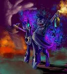  black_hair crossover dan dan_vs equine female fire_axe friendship_is_magic hair horn human male molotov my_little_pony nightmare_moon_(mlp) tofutiles weapon winged_unicorn wings 