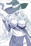 breasts cleavage dragon&#039;s_crown dragon's_crown huge_breasts long_hair momofuki_rio momofuku no_bra sketch sorceress sorceress_(dragon&#039;s_crown) sorceress_(dragon's_crown) staff 