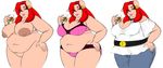 belt big_breasts bikini bra breasts chubby cleavage clothed clothing drink ear_piercing female glass green_eyes hair lingerie lips mammal model_sheet navel nude overweight panties pants piercing pig porcine pussy red_hair shirt smile snout solo speeds swimsuit tight_clothing underwear wide_hips 