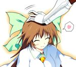  blush bow brown_hair buront cape hair_bow heart long_hair petting reiuji_utsuho smile stgs the_iron_of_yin_and_yang third_eye touhou 