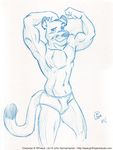  anthro biceps briefs bulge cooner cougar feline flexing fur hair looking_at_viewer male mammal muscles nipples pecs pose sketch solo standing topless underwear 