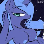  anthro anthrofied areola big_breasts blue_eyes blue_hair breasts cock_tongue dick_tongue dickgirl equine erect_nipples erection friendship_is_magic hair half-closed_eyes horn horsecock intersex lamiaaaa looking_at_viewer mammal my_little_pony nipples penis portrait precum princess_luna_(mlp) solo unicorn winged_unicorn wings 