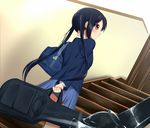  bag black_hair brown_eyes guitar_case instrument_case k-on! long_hair nakano_azusa sakuragaoka_high_school_uniform school_uniform stairs twintails uwanosora 