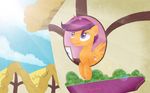  cloud clouds cub equine female feral friendship_is_magic hair horse house lens_flare lense_flare mammal my_little_pony outside pegasus photo plant pony purple_eyes purple_hair scootaloo_(mlp) sky solo sprinklespegasister sun wings young 
