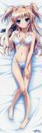  absurdres artist_request barefoot blue_eyes bra breasts brown_hair dakimakura front-tie_top full_body highres legs mashiroiro_symphony md5_mismatch medium_breasts navel open_bra panties panty_pull sena_airi solo striped striped_panties underwear underwear_only white_bra white_panties 