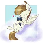  &lt;3 brown_hair camera cloud cutie_mark equine eyes_closed featherweight_(mlp) feral friendship_is_magic hair horse male mammal my_little_pony pegasus pony postscripting sitting sky solo two_tone_hair wings 