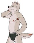 canine genchi male mammal solo topless underwear wolf 