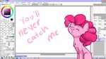  breaking_the_fourth_wall dialog english_text equine eyes_closed female feral friendship_is_magic fur hair happy horse mammal my_little_pony photoshop pink_fur pink_hair pinkie_pie_(mlp) pony shaggy smile solo sprinklespegasister text 