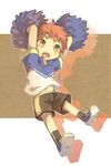  brown_eyes cheerleader child emiya_shirou fate/zero fate_(series) male_focus shirt solo t-shirt tyokopan whistle yellow_eyes younger 