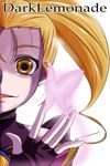  blonde_hair bloom bug butterfly dark_cure_(yes!_precure_5) dark_lemonade fingerless_gloves gloves highres insect long_hair magical_girl nishi_koutarou open_mouth out_of_frame portrait precure simple_background smile solo twintails white_background yellow_eyes yes!_precure_5 