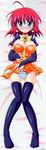  1girl absurdres alice_wishheart blue_eyes blush dakimakura earrings fixed highres jewelry long_image lying magical_halloween panties pony_r red_hair short_hair solo tall_image thighhighs underwear 
