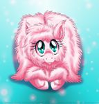  blue_eyes equine female fluffle_puff fluffy friendship_is_magic fur fuzzy horse inuhoshi-to-darkpen looking_at_viewer lying mammal my_little_pony pink_fur pony solo tongue tongue_out 