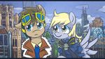  city derpy_hooves_(mlp) doctor_whooves_(mlp) duo equine female feral friendship_is_magic horse male mammal my_little_pony pony saturnspace 