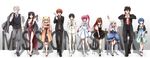  6+girls alternate_costume dress everyone formal highres inohara_masato kamikita_komari karasumi_(aiseec) kurugaya_yuiko little_busters! miyazawa_kengo multiple_boys multiple_girls naoe_riki natsume_kyousuke natsume_rin nishizono_mio noumi_kudryavka saigusa_haruka suit 