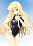  blonde_hair brown_eyes collar long_hair one-piece_swimsuit sakura-sou_no_pet_na_kanojo school_swimsuit shiina_mashiro smallsand swimsuit 