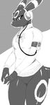  eeveelution female headphones monochrome nintendo plain_background pok&#233;mon pok&#233;morph pok&eacute;mon sunibee sweetsing umbreon video_games 