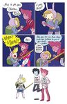  blonde_hair clothing comic english_text female fionna_the_human hair human humor male mammal marshal_lee_the_vampire_king night not_furry outside pink_hair stars sword text weapon what 