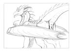  anus black_and_white dragon female feral horn monochrome nixi presenting pussy scalie solo unknown_artist wings 