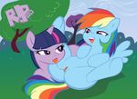  blue_fur cunnilingus equine female feral friendship_is_magic fur hair half-closed_eyes horn lesbian lying mammal multi-colored_hair my_little_pony nude on_back open_mouth oral oral_sex outside pegasus purple_eyes purple_fur pussy r!p rainbow_dash rainbow_dash_(mlp) rainbow_hair sex spread_legs spreading teeth tongue tongue_out tree twilight_sparkle twilight_sparkle_(mlp) unicorn vaginal wings 