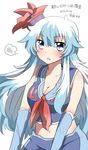  adapted_costume artist_name bad_id bad_twitter_id blue_eyes blue_hair blush dated fang hat kamishirasawa_keine long_hair open_mouth rebecca_(keinelove) touhou 