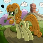  carrot carrot_top_(mlp) cutie_mark equine female feral friendship_is_magic green_eyes hair horse house mammal my_little_pony orange_hair outside pony pussy solo ziemniax 