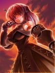  armor armored_dress bracer breasts covered_nipples edobox evil_grin evil_smile gauntlets grin large_breasts orange_(color) primiera_(saga) saga saga_frontier saga_frontier_2 smile staff 