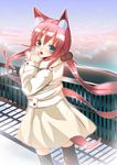  animal_ears bad_id bad_pixiv_id copyright_request green_eyes koi_(koisan) long_hair looking_back pink_hair solo tail thighhighs trench_coat twintails very_long_hair 