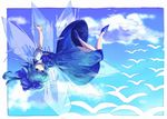  bad_id bad_pixiv_id blue_hair cirno flying fuji_warabi ribbon solo touhou wings 