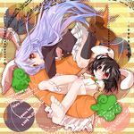  animal_ears black_hair bunny_ears carrot hekicha inaba_tewi long_hair multiple_girls purple_hair reisen_udongein_inaba short_hair skirt touhou 