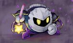  cape kirby_(series) mask meta_knight no_humans solo staff star_rod watanabe_itsuki yellow_eyes 