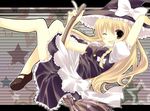  bad_id bad_pixiv_id blonde_hair broom kinoko kirisame_marisa long_hair one_eye_closed ribbon solo touhou 