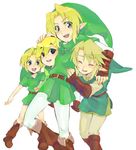  artist_request blonde_hair blue_eyes earrings gloves green_eyes jewelry link male_focus multiple_boys pointy_ears smile the_legend_of_zelda the_legend_of_zelda:_ocarina_of_time the_legend_of_zelda:_the_wind_waker the_legend_of_zelda:_twilight_princess toon_link young_link 