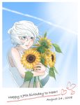  bad_id bad_pixiv_id blue_eyes blush death_note flower male_focus near solo sunflower tamako_(a3sk_encoma) white_hair 