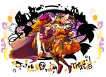  1girl brother_and_sister bubble_skirt candy checkerboard_cookie cookie dress food halloween hashimochi kagamine_len kagamine_rin orange_dress siblings skirt trick_and_treat_(vocaloid) trick_or_treat twins vocaloid 